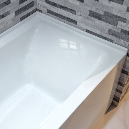 WOODBRIDGE 60" Acrylic Rectangular Alcove Soaking Bathtub in White with Left Drain