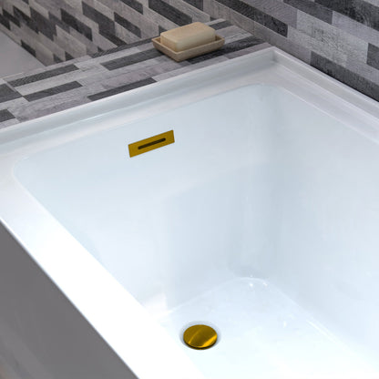 WOODBRIDGE 60" Acrylic Rectangular Alcove Soaking Bathtub in White with Left Drain