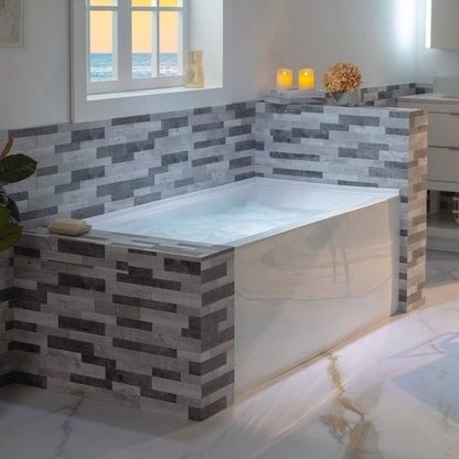 WOODBRIDGE 60" Acrylic Rectangular Alcove Soaking Bathtub in White with Left Drain