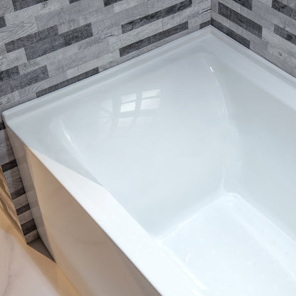 WOODBRIDGE 60" Acrylic Rectangular Alcove Soaking Bathtub in White with Right Drain