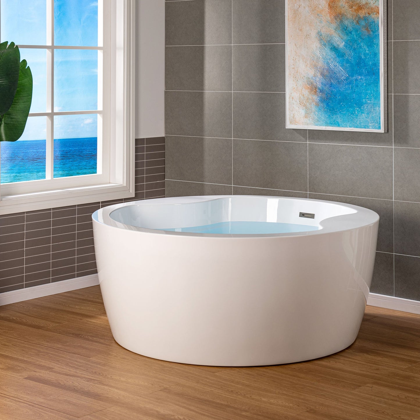 WOODBRIDGE 59" Acrylic Freestanding Round Double Soaking Tub