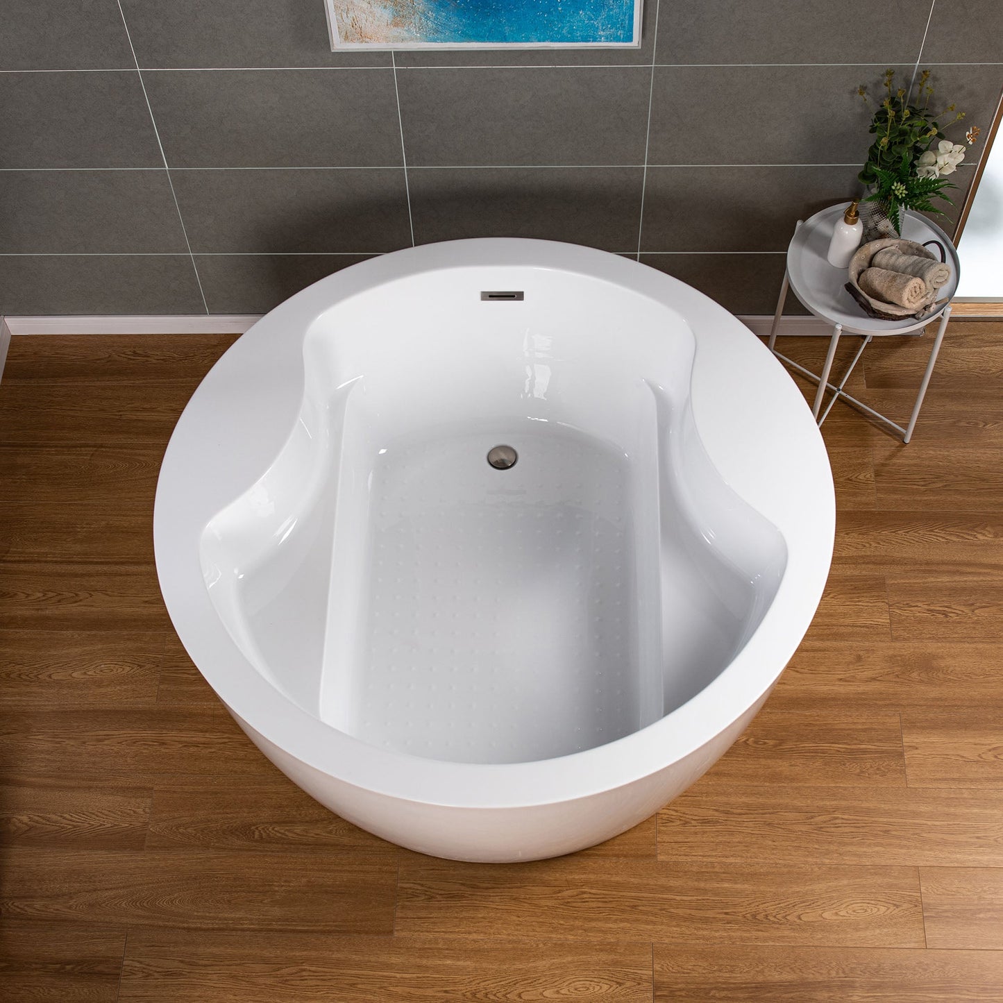 WOODBRIDGE 59" Acrylic Freestanding Round Double Soaking Tub