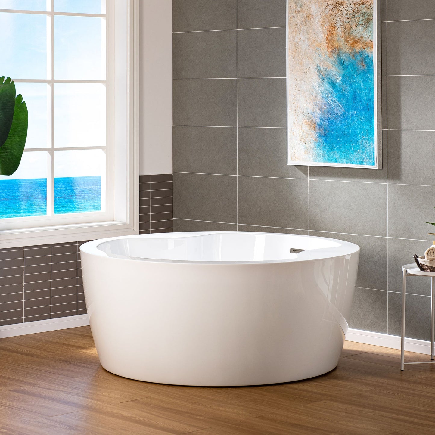 WOODBRIDGE 59" Acrylic Freestanding Round Double Soaking Tub
