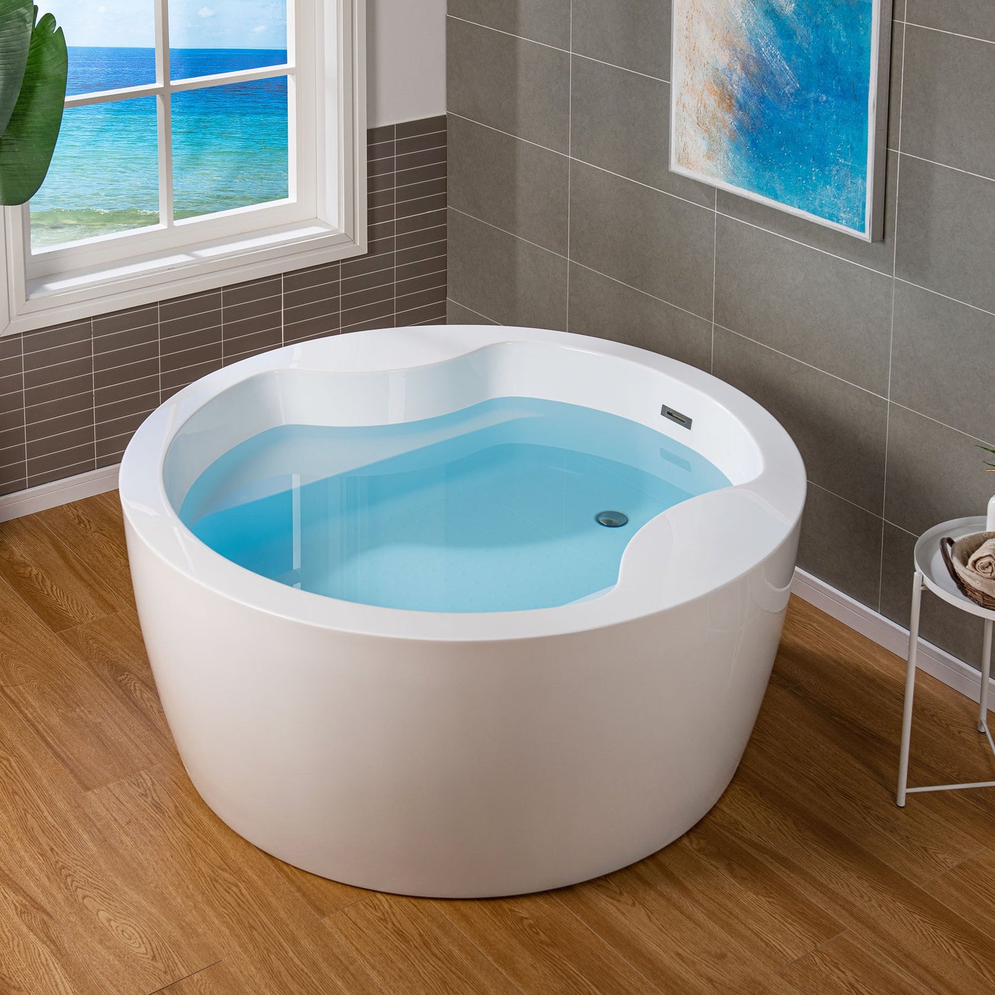 WOODBRIDGE 59" Acrylic Freestanding Round Double Soaking Tub