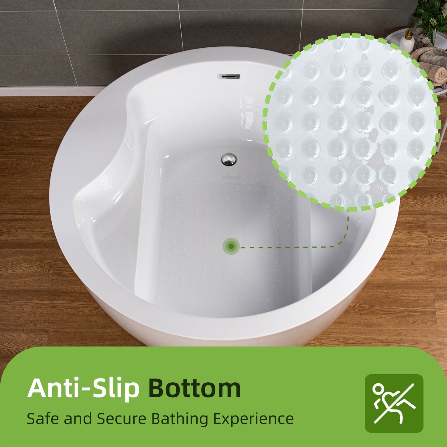 WOODBRIDGE 59" Acrylic Freestanding Round Double Soaking Tub