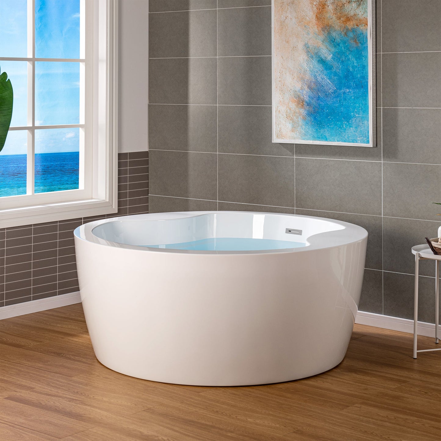 WOODBRIDGE 59" Acrylic Freestanding Round Double Soaking Tub
