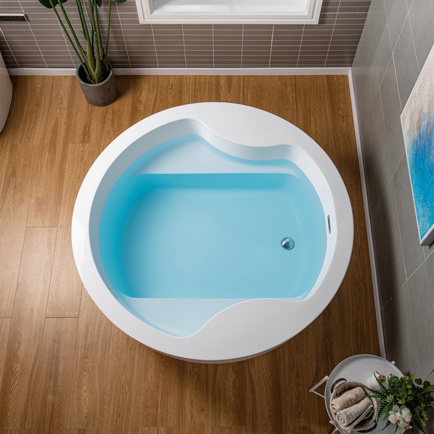 WOODBRIDGE 59" Acrylic Freestanding Round Double Soaking Tub