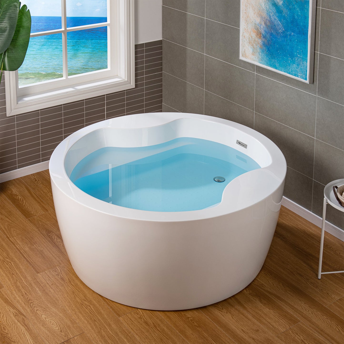 WOODBRIDGE 59" Acrylic Freestanding Round Double Soaking Tub