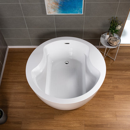 WOODBRIDGE 59" Acrylic Freestanding Round Double Soaking Tub