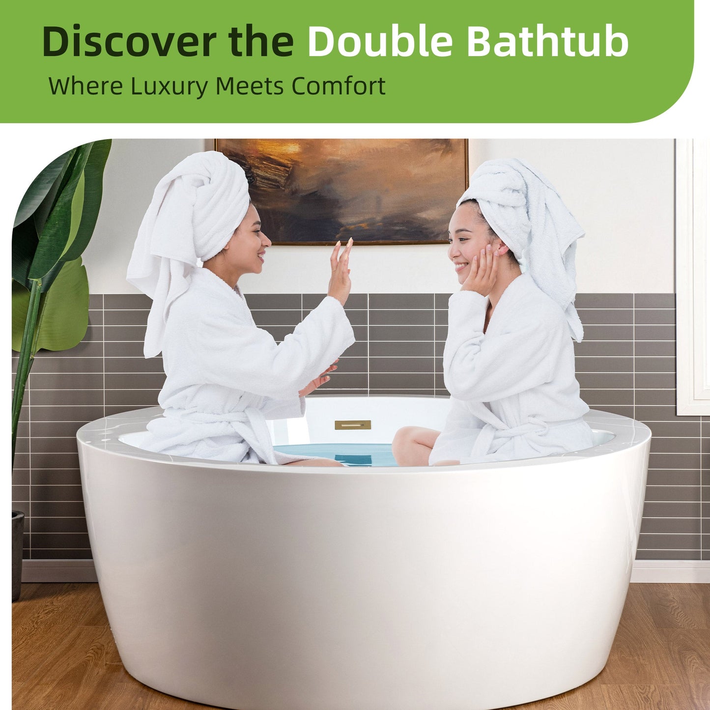 WOODBRIDGE 59" Acrylic Freestanding Round Double Soaking Tub
