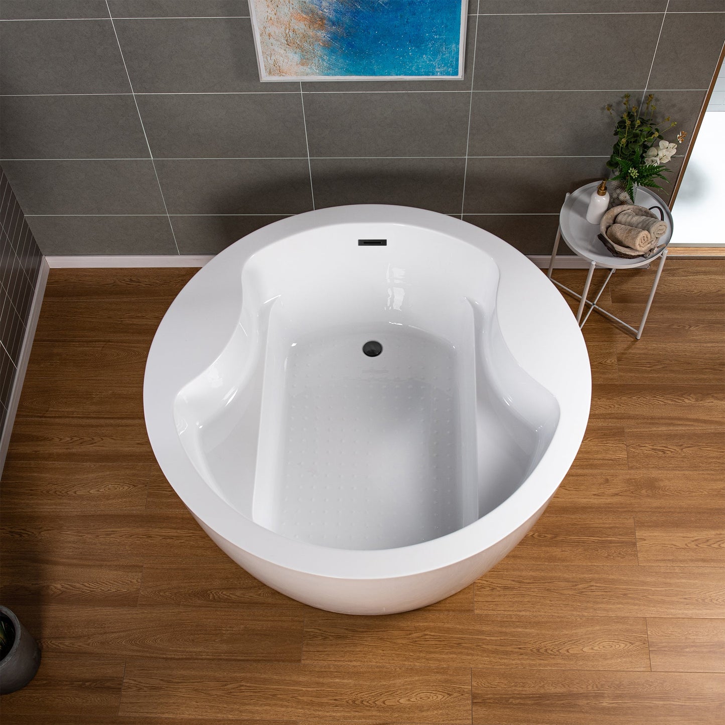 WOODBRIDGE 59" Acrylic Freestanding Round Double Soaking Tub