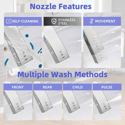 WOODBRIDGE EBT-WH01 One Piece Square Smart Bidet Toilet with Auto Open & Close, Foot Sensor, Auto Flush, Multiple Spray Modes, Heated Seat, Warm Water and Air Dryer, Auto LED Nightlight
