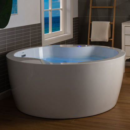 WOODBRIDGE Spacious 59" Whirlpool and Air Bath Heated Soaking Tub with Adjustable Speed Air Blower, LED Control Panel, Integrated Seat