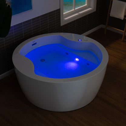 WOODBRIDGE Spacious 59" Whirlpool and Air Bath Heated Soaking Tub with Adjustable Speed Air Blower, LED Control Panel, Integrated Seat