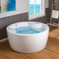 WOODBRIDGE Spacious 59" Whirlpool and Air Bath Heated Soaking Tub with Adjustable Speed Air Blower, LED Control Panel, Integrated Seat