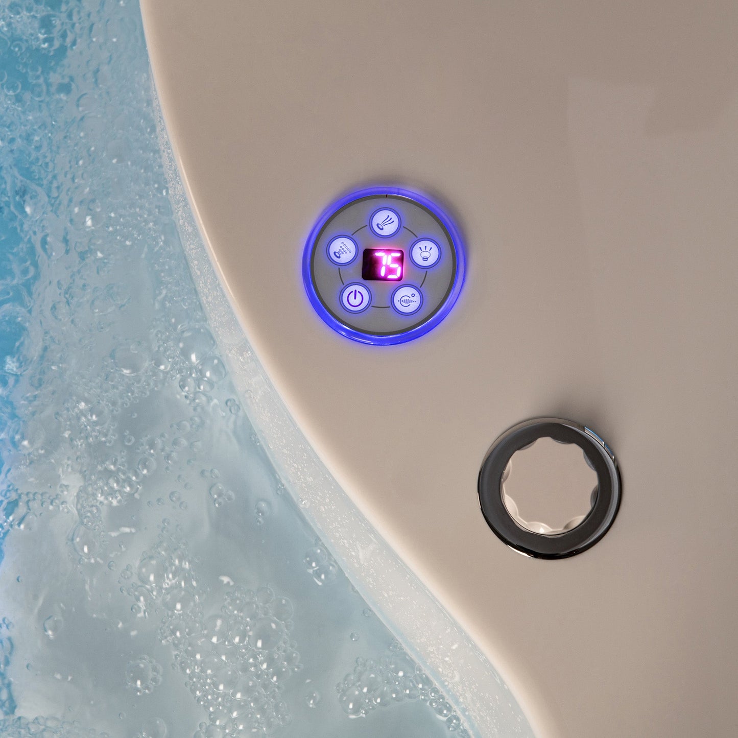 WOODBRIDGE Spacious 59" Whirlpool and Air Bath Heated Soaking Tub with Adjustable Speed Air Blower, LED Control Panel, Integrated Seat