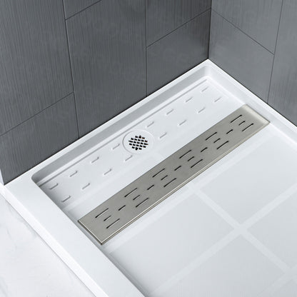 Best Seller WOODBRIDGE Solid Surface 60" W x 96" H Tile Tub and Shower Wall Panel Surround, Quick Install, Cuttable, Stacked Block in a Staggered Vertical Pattern