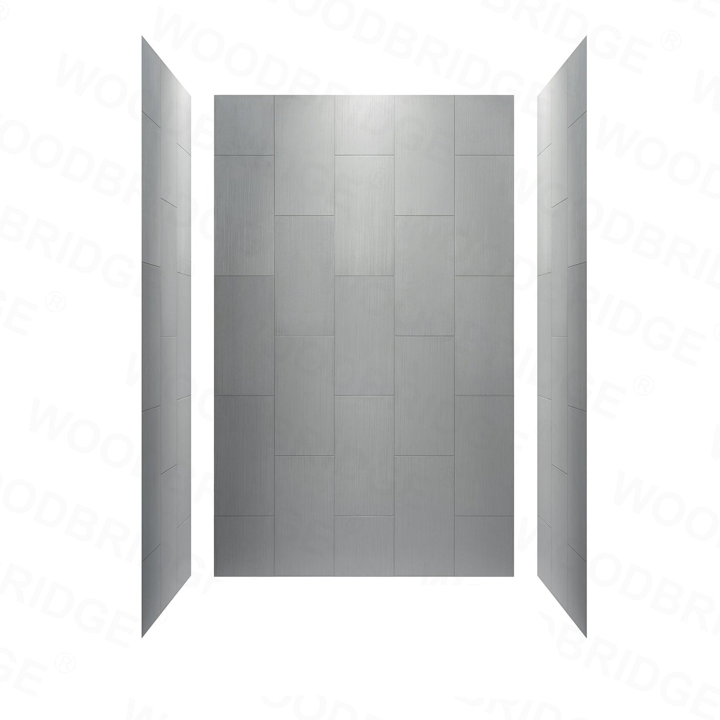 Best Seller WOODBRIDGE Solid Surface 60" W x 96" H Tile Tub and Shower Wall Panel Surround, Quick Install, Cuttable, Stacked Block in a Staggered Vertical Pattern