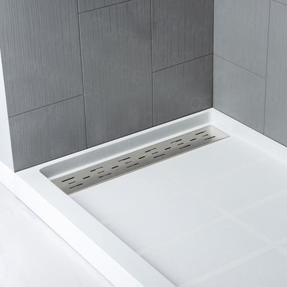 Best Seller WOODBRIDGE Solid Surface 60" W x 96" H Tile Tub and Shower Wall Panel Surround, Quick Install, Cuttable, Stacked Block in a Staggered Vertical Pattern