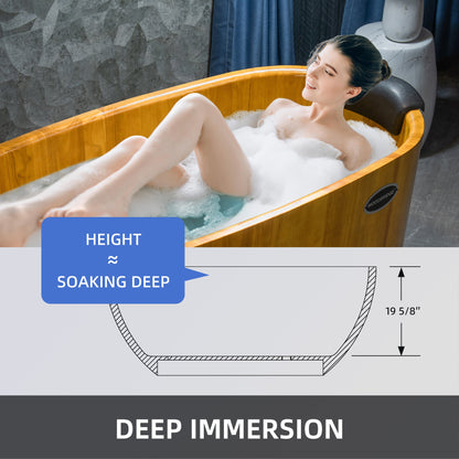WOODBRIDGE 59" Freestanding Handcrafted Natural Wood Soaking Bathtub