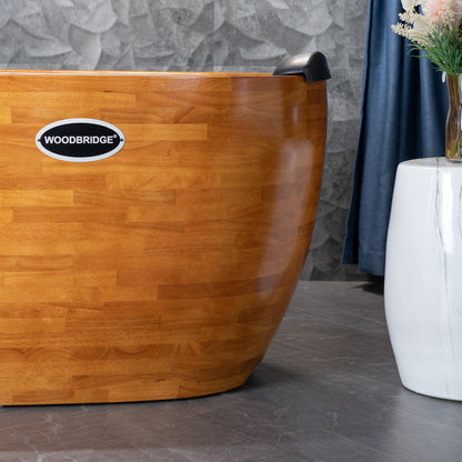 WOODBRIDGE 59" Freestanding Handcrafted Natural Wood Soaking Bathtub