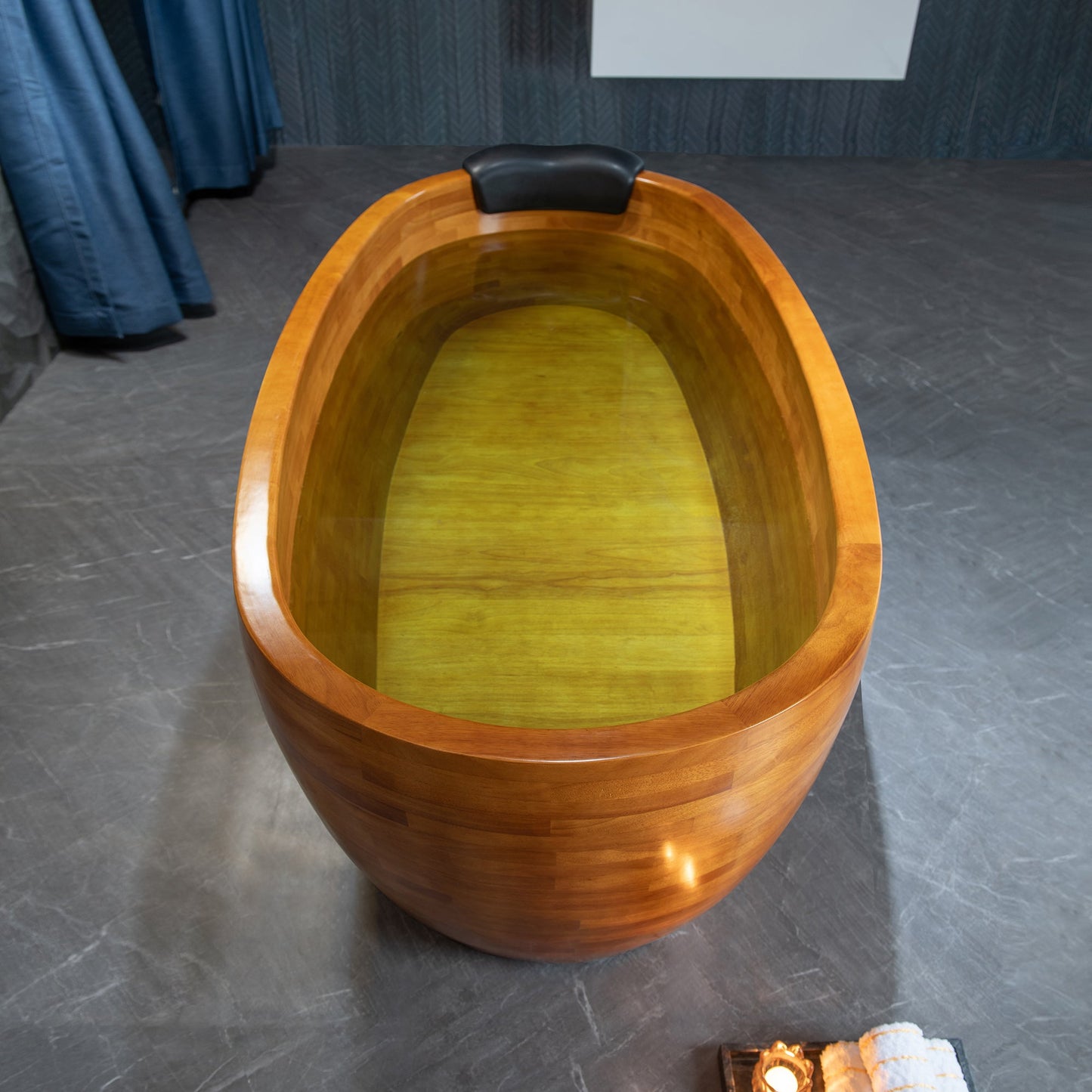 WOODBRIDGE 59" Freestanding Handcrafted Natural Wood Soaking Bathtub