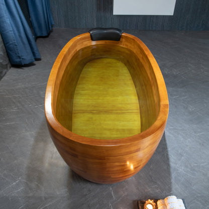 WOODBRIDGE 59" Freestanding Handcrafted Natural Wood Soaking Bathtub
