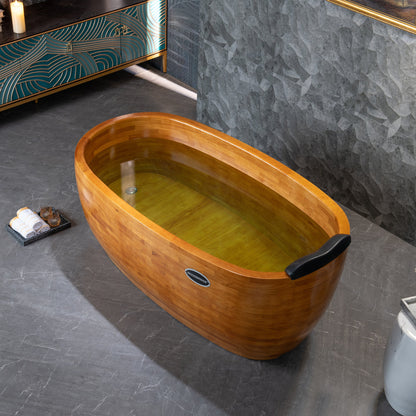 WOODBRIDGE 59" Freestanding Handcrafted Natural Wood Soaking Bathtub