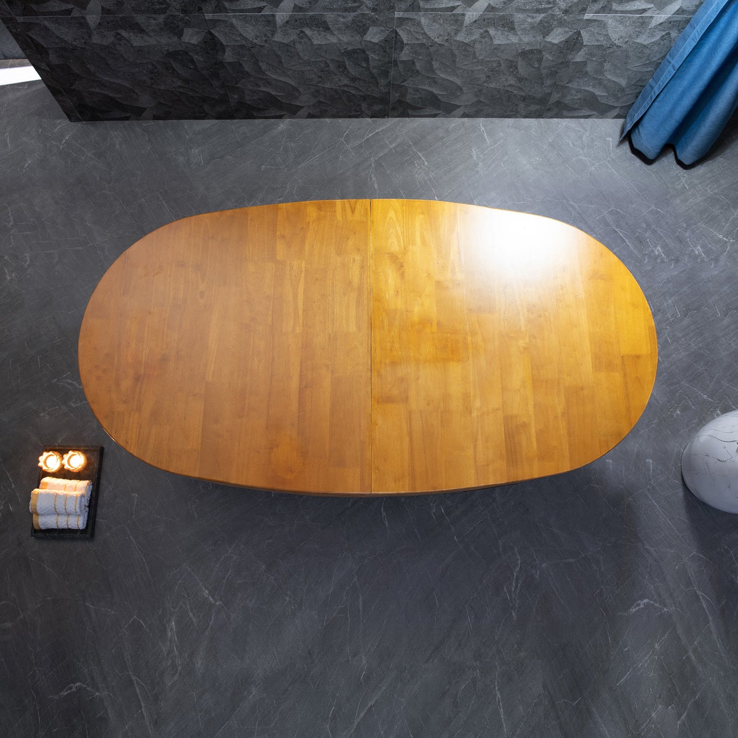 WOODBRIDGE 59" Freestanding Handcrafted Natural Wood Soaking Bathtub