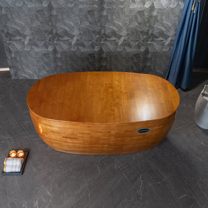 WOODBRIDGE 59" Freestanding Handcrafted Natural Wood Soaking Bathtub