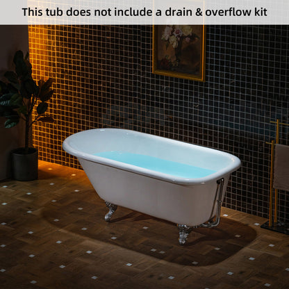WOODBRIDGE 60" Enameled Cast Iron Roll Top Clawfoot Bathtub