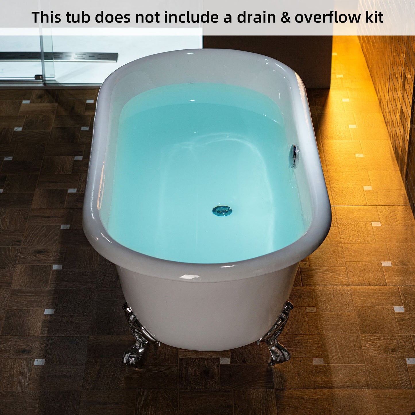 WOODBRIDGE 66" Enameled Cast Iron Double Ended Clawfoot Bathtub with Chrome Iron Feet, White, TC0066