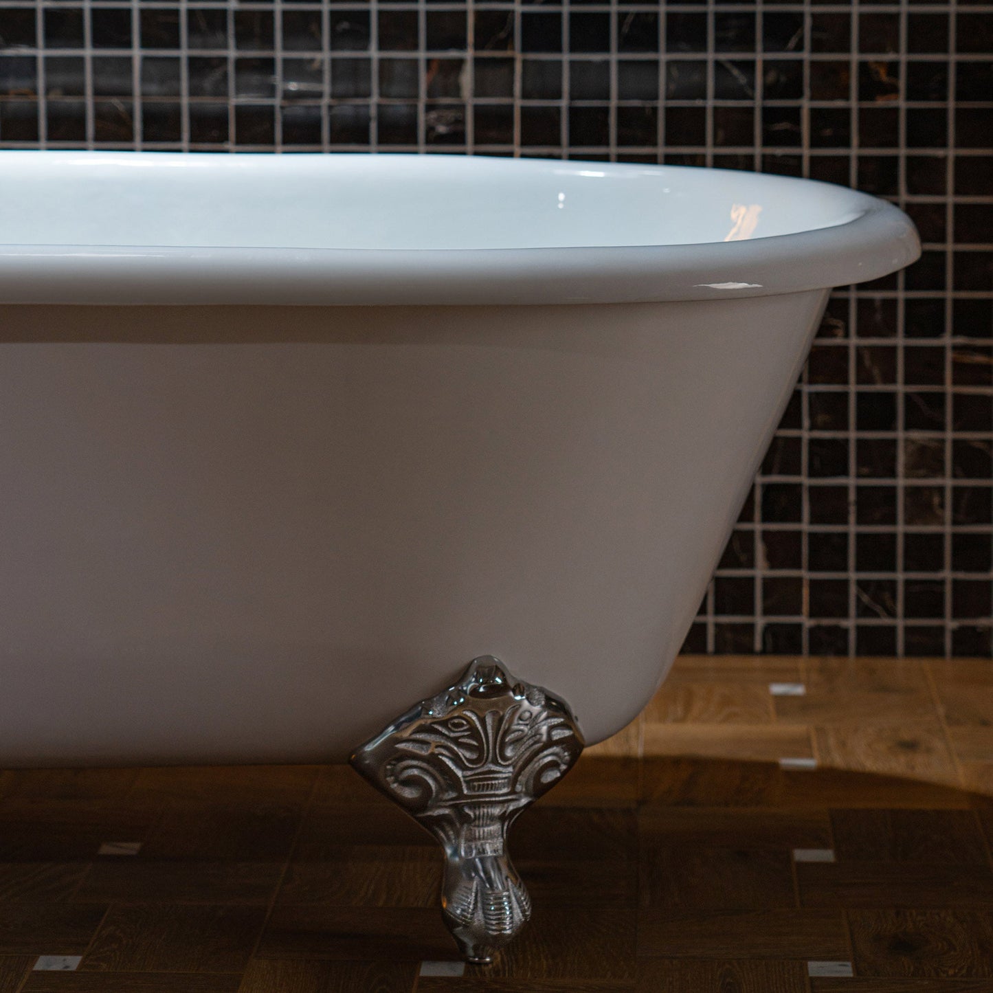 WOODBRIDGE 66" Enameled Cast Iron Double Ended Clawfoot Bathtub with Chrome Iron Feet, White, TC0066