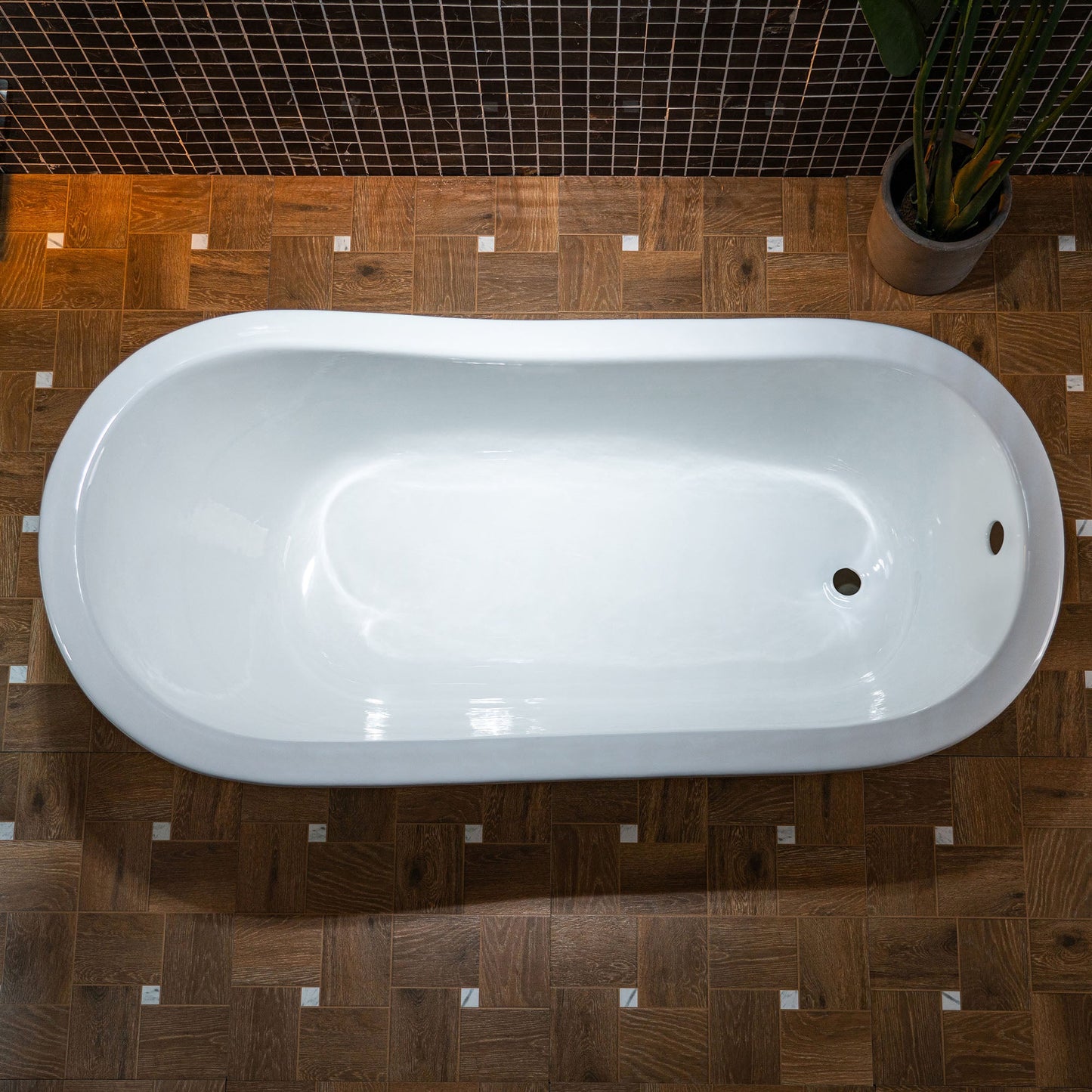 WOODBRIDGE 67" Enameled Cast Iron Single Slipper Clawfoot Bathtub with Chrome Iron Feet, White,TC0167