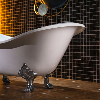 WOODBRIDGE 72" Enameled Cast Iron Double Slipper Clawfoot Bathtub