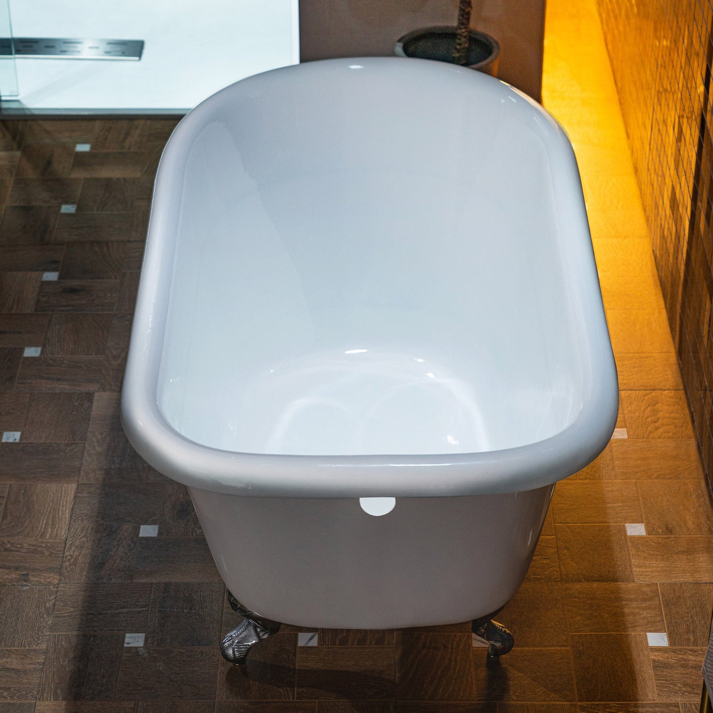 WOODBRIDGE 54" Enameled Cast Iron Roll Top Clawfoot Bathtub with Chrome Iron Feet, White, TC0354