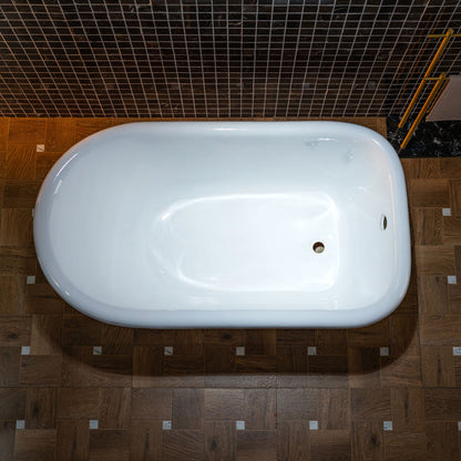 WOODBRIDGE 54" Enameled Cast Iron Roll Top Clawfoot Bathtub with Chrome Iron Feet, White, TC0354