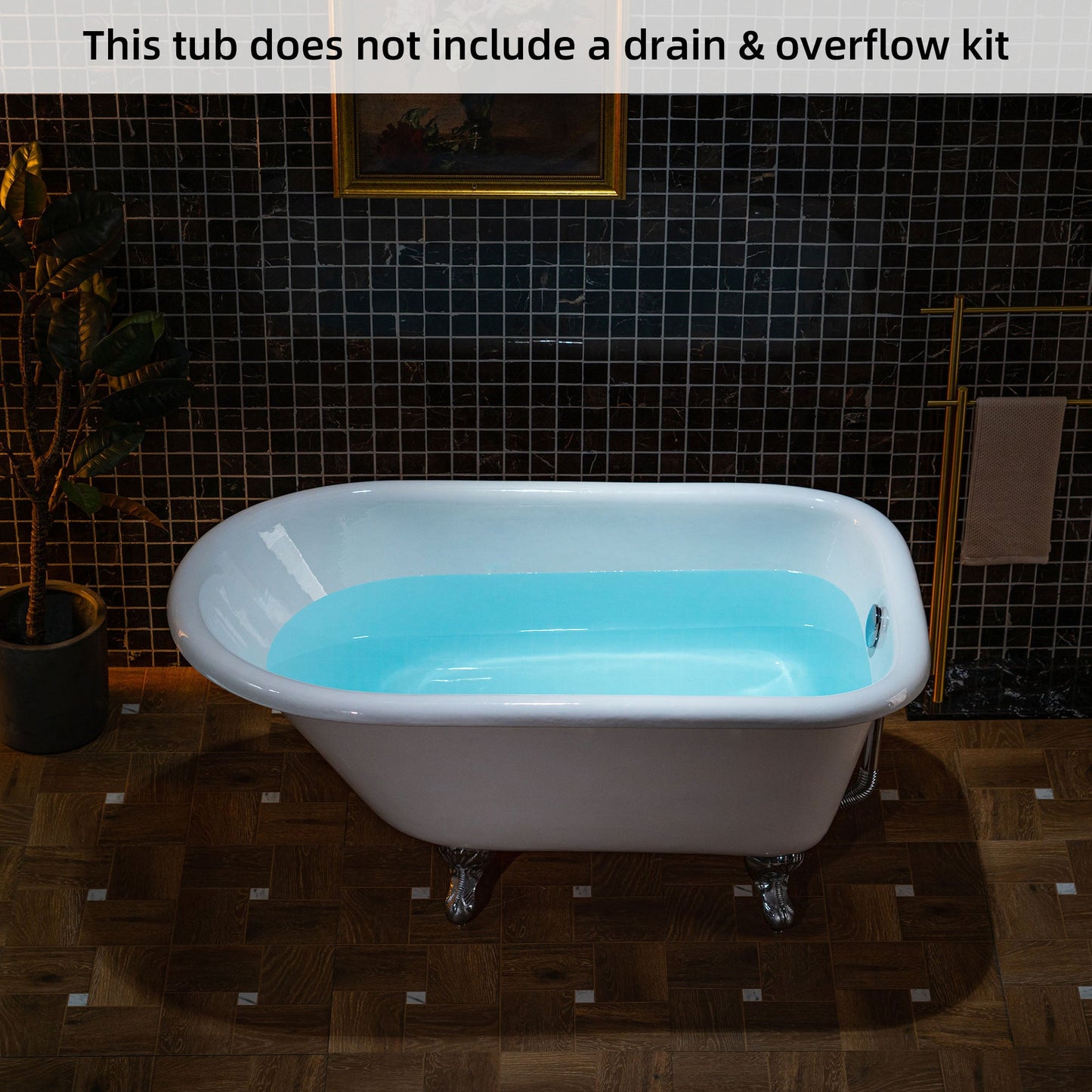 WOODBRIDGE 54" Enameled Cast Iron Roll Top Clawfoot Bathtub with Chrome Iron Feet, White, TC0354
