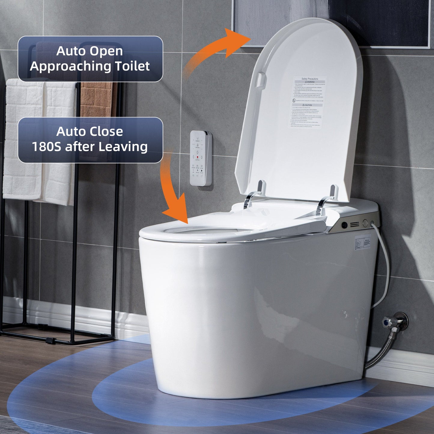 WOODBRIDGE Intelligent Smart Bidet Toilet, Auto Open & Close, Auto Quiet Flush, Backup Mechanical Flush, and Advanced Deodorization, White, B0980S