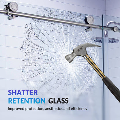 WOODBRIDGE Frameless Sliding Shower Doors with Soft Close System, 56-60" Width x 76"Height with 3/8"(10mm) Clear Tempered Glass