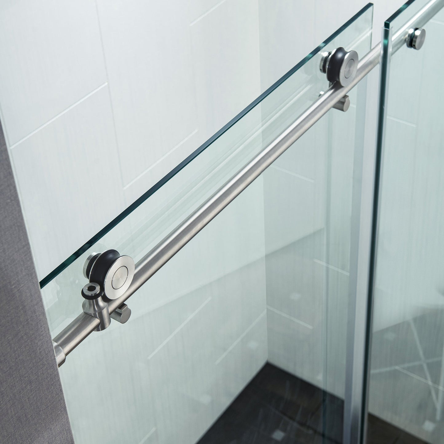 WOODBRIDGE Frameless Sliding Shower Doors with Soft Close System, 56-60" Width x 76"Height with 3/8"(10mm) Clear Tempered Glass