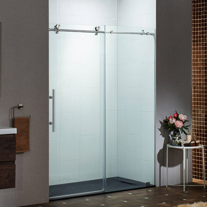 WOODBRIDGE Frameless Sliding Shower Doors with Soft Close System, 56-60" Width x 76"Height with 3/8"(10mm) Clear Tempered Glass
