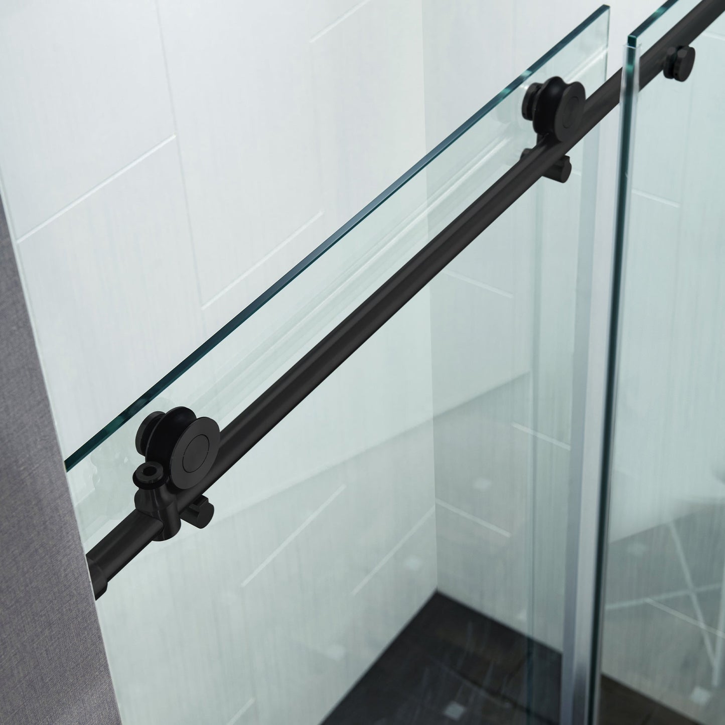 WOODBRIDGE Frameless Sliding Shower Doors with Soft Close System, 56-60" Width x 76"Height with 3/8"(10mm) Clear Tempered Glass