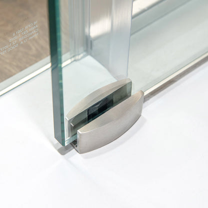 WOODBRIDGE Frameless Single Sliding Shower Doors, 57.5-60" Width x 62"Height with 3/8"(10mm) Clear Tempered Glass, Soft Close System and Explosion-Proof Film