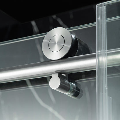 WOODBRIDGE Frameless Single Sliding Shower Doors, 57.5-60" Width x 62"Height with 3/8"(10mm) Clear Tempered Glass, Soft Close System and Explosion-Proof Film
