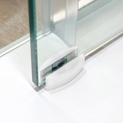 WOODBRIDGE Frameless Single Sliding Shower Doors, 57.5-60" Width x 62"Height with 3/8"(10mm) Clear Tempered Glass, Soft Close System and Explosion-Proof Film