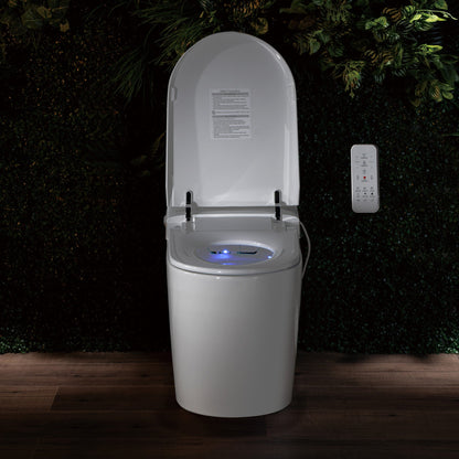 WOODBRIDGE Intelligent Smart Bidet Toilet, Auto Open & Close, Auto Quiet Flush, Backup Mechanical Flush, and Advanced Deodorization, White, B0980S