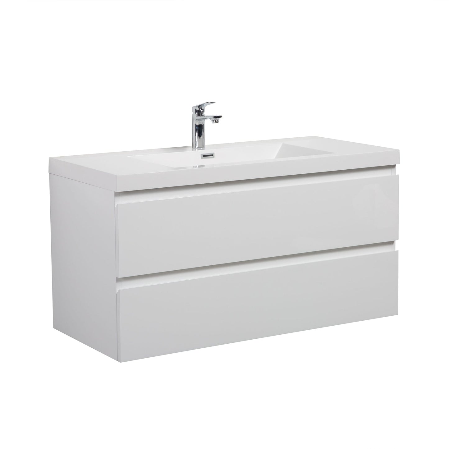 WOODBRIDGE 35-3/8 in. W x 19-5/8 in. D Wall Mounted Floating Vanity in Glossy White with Resin Composite Vanity Top in Glossy White