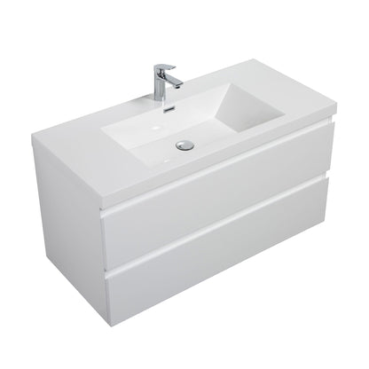 WOODBRIDGE 35-3/8 in. W x 19-5/8 in. D Wall Mounted Floating Vanity in Glossy White with Resin Composite Vanity Top in Glossy White