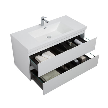 WOODBRIDGE 35-3/8 in. W x 19-5/8 in. D Wall Mounted Floating Vanity in Glossy White with Resin Composite Vanity Top in Glossy White